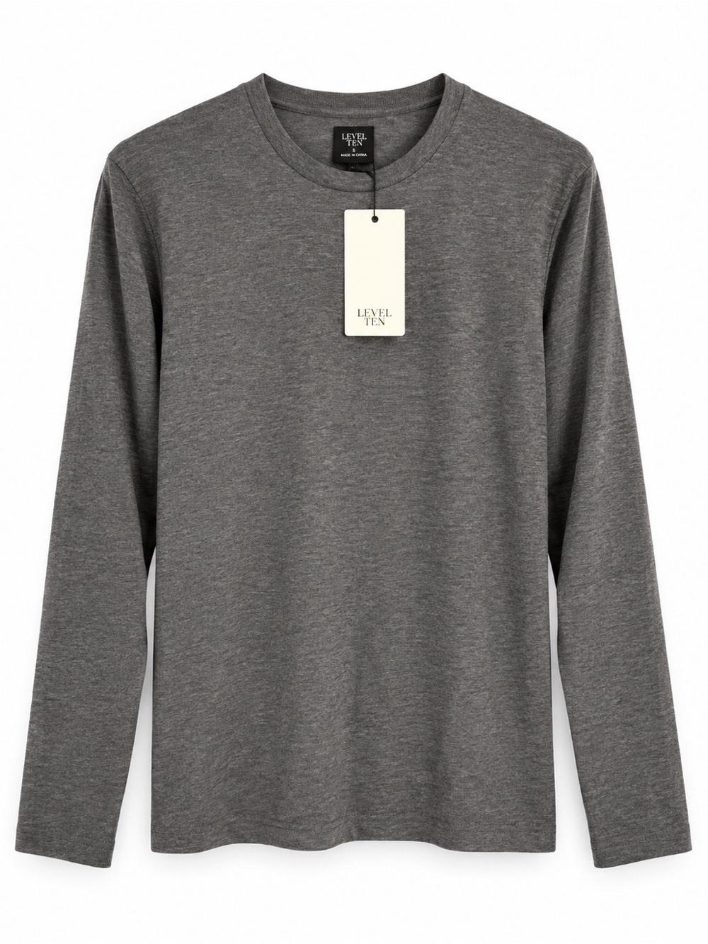 Level Ten Men's Small Knit Long Sleeve Crew Neck Pullover Shirt Charcoal